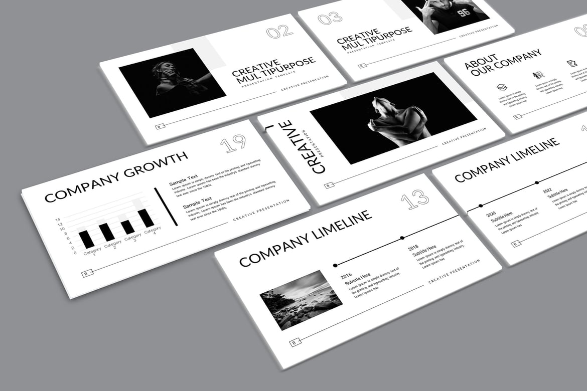 Template Presentasi PowerPoint Bisnis Grey & Black yang Elegan