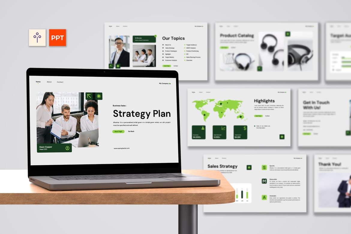 Template Presentasi Strategi Penjualan Modern Berwarna Abu-abu