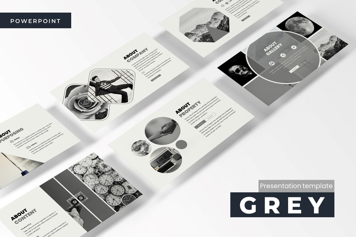 Template Powerpoint Grey - Solusi Presentasi Profesional Anda