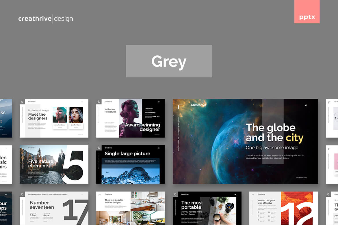 Template PowerPoint Serba Guna Berwarna Abu-Abu