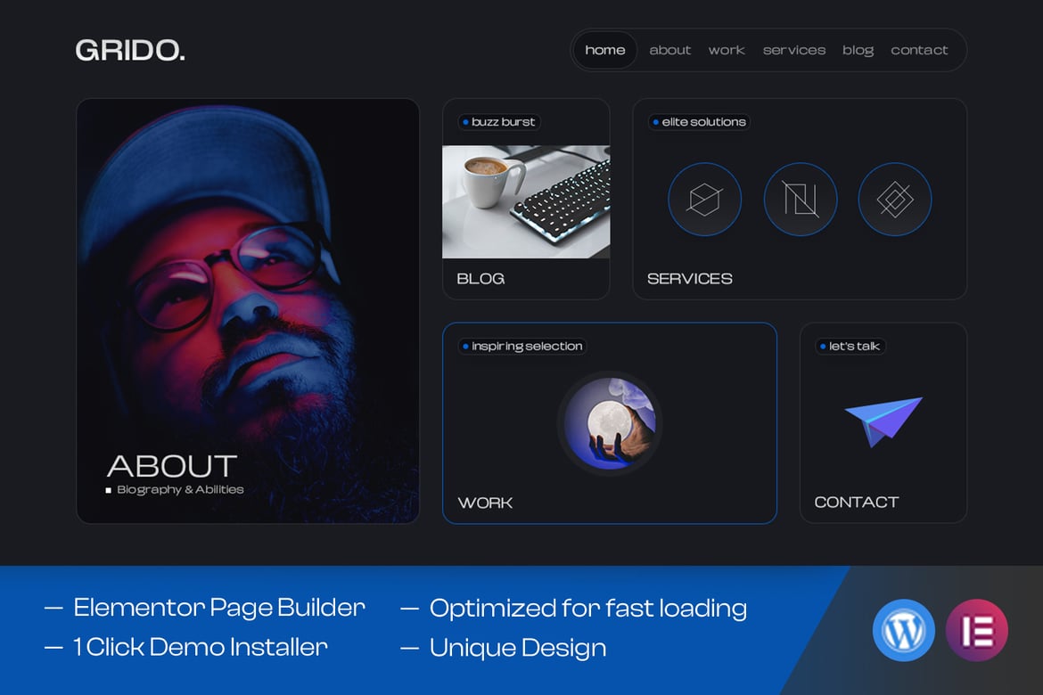 Gridos - Tema WordPress Portofolio Pribadi yang Mengagumkan