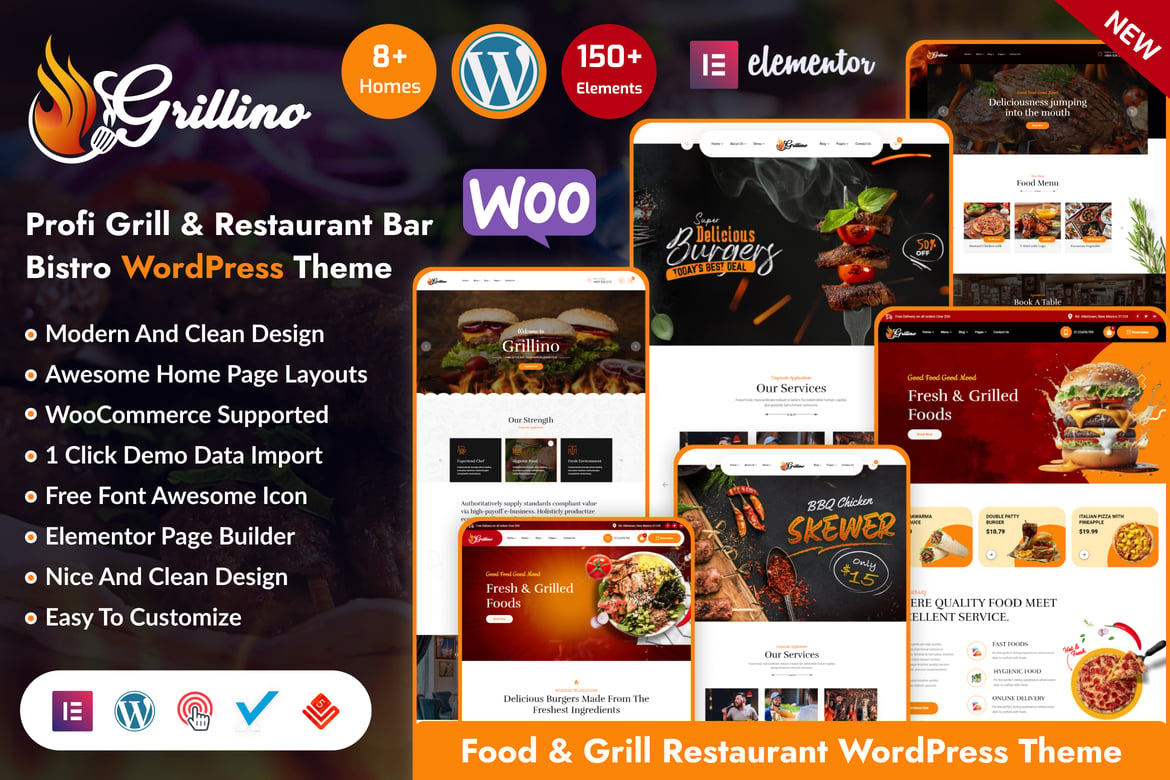 Grillino - Tema WordPress untuk Restoran dan Barbecue yang Elegan