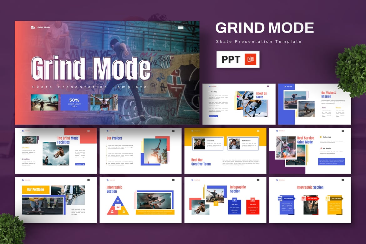 Template Presentasi Skateboard - Grind Mode yang Menarik