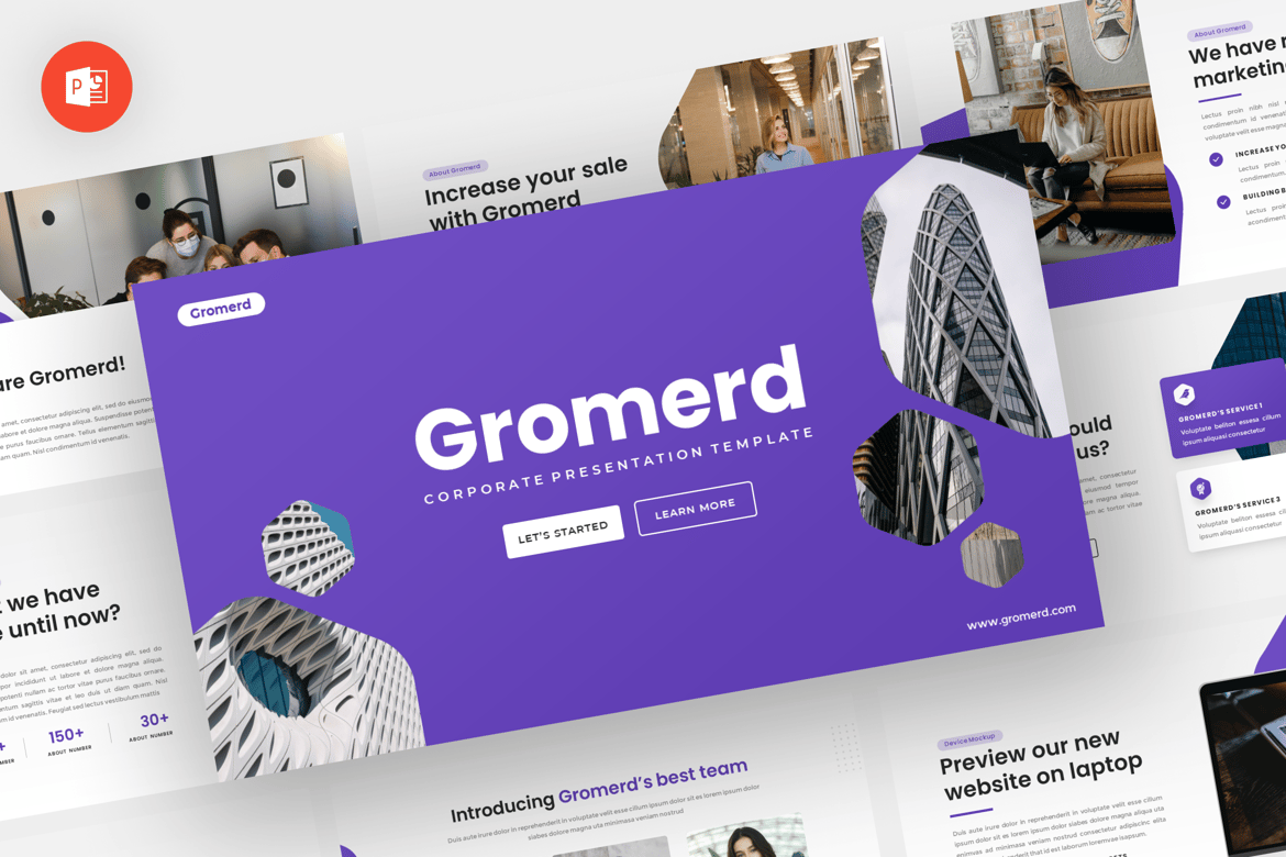 Gromerd - Template Presentasi PowerPoint Korporat yang Modern dan Profesional