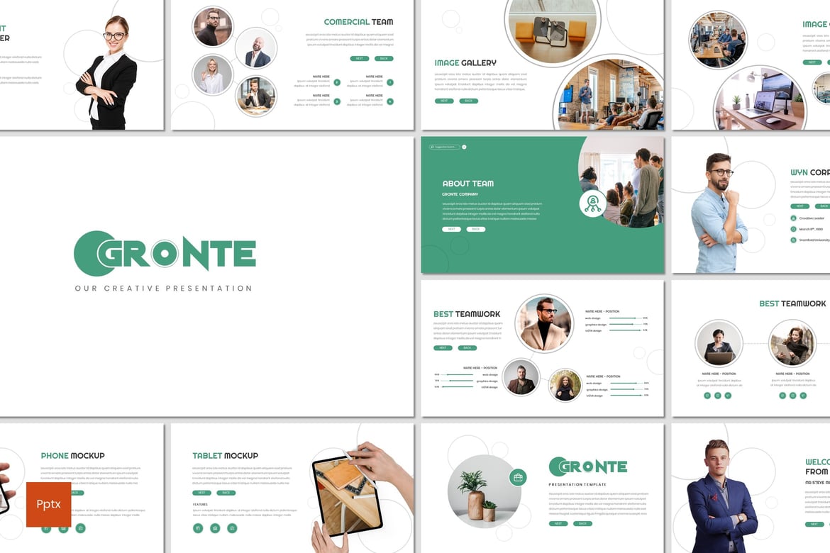 Gronte - Template Powerpoint Bisnis yang Kreatif dan Minimalis