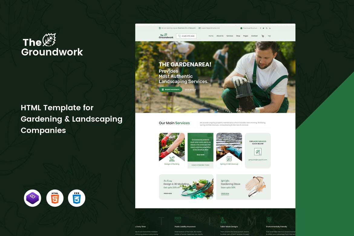 Template Website untuk Layanan Taman dan Lanskap - Ground Works