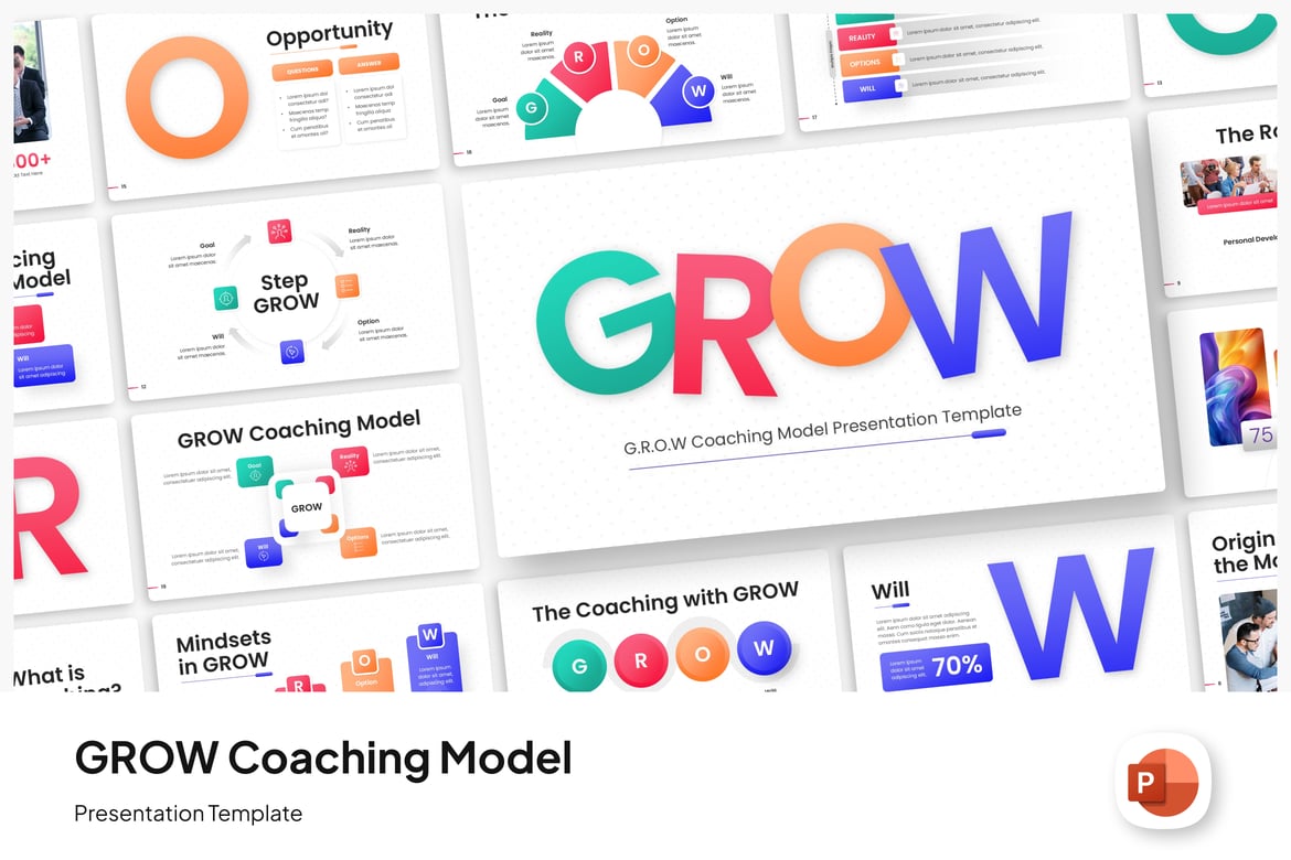 Template PowerPoint Model Coaching GROW yang Kreatif