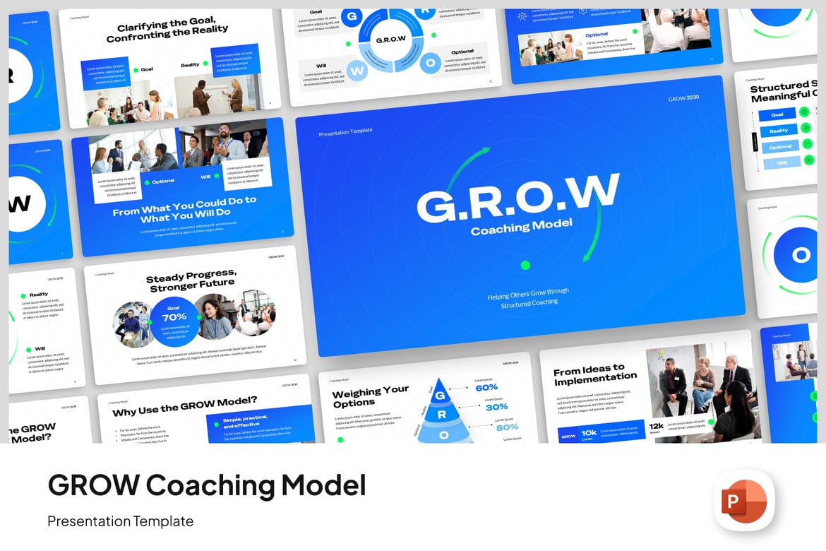 Template PowerPoint Model Coaching GROW yang Kreatif dan Efektif