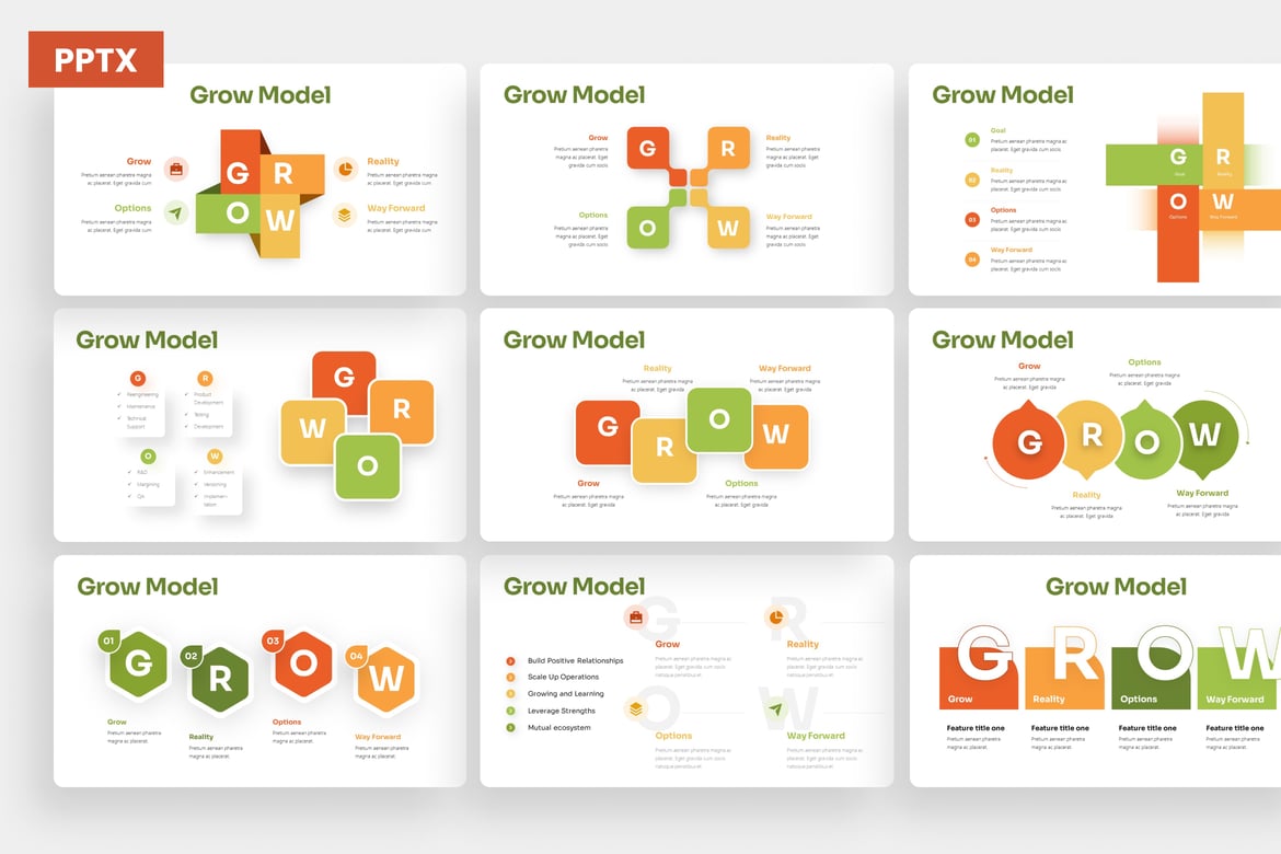 Template PowerPoint Infografis Model Pertumbuhan yang Menakjubkan