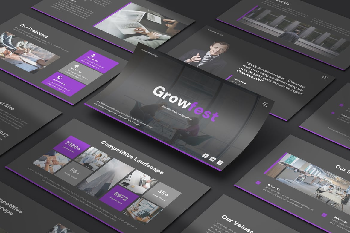 Template Presentasi Growfest - Solusi Powerpoint Modern