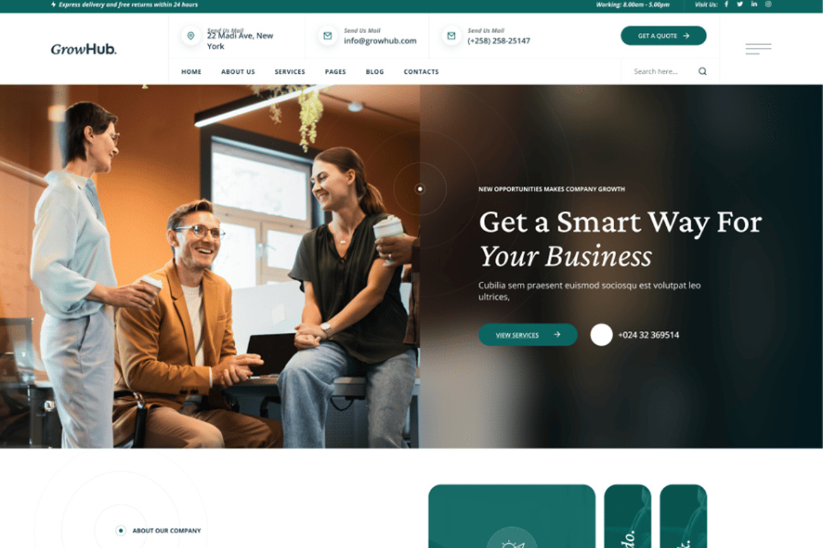 GrowHub - Tema WordPress Konsultasi Bisnis yang Menarik dan Responsif