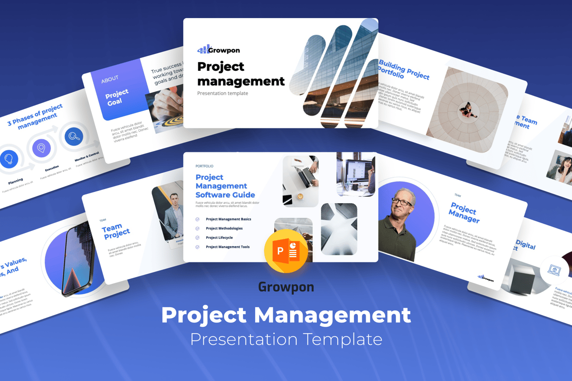 Template PowerPoint Manajemen Proyek Growpon yang Dinamis
