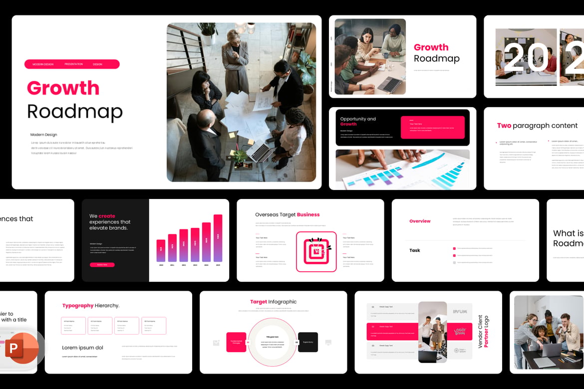 Template Powerpoint Pertumbuhan Bisnis yang Modern dan Profesional