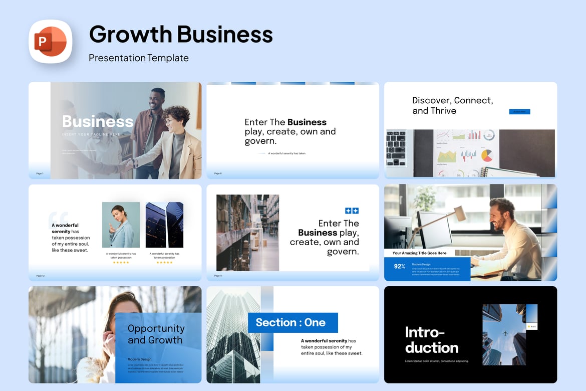 Template PowerPoint Bisnis Berkembang yang Menarik