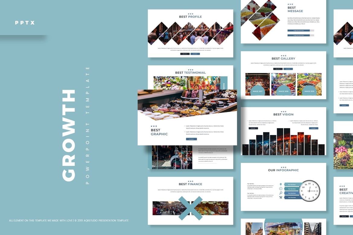 Template PowerPoint Pertumbuhan yang Menarik dan Serbaguna