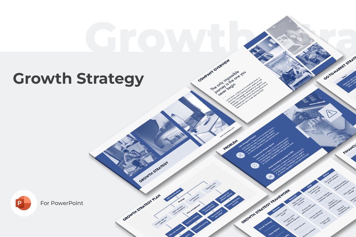 Template PowerPoint Strategi Pertumbuhan yang Menarik