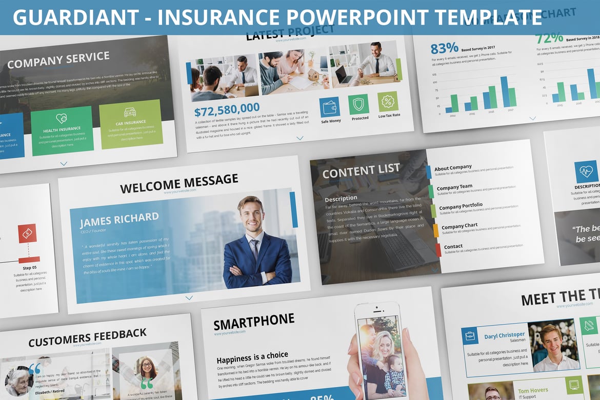 Template Presentasi Powerpoint Guardiant untuk Asuransi dan Keuangan