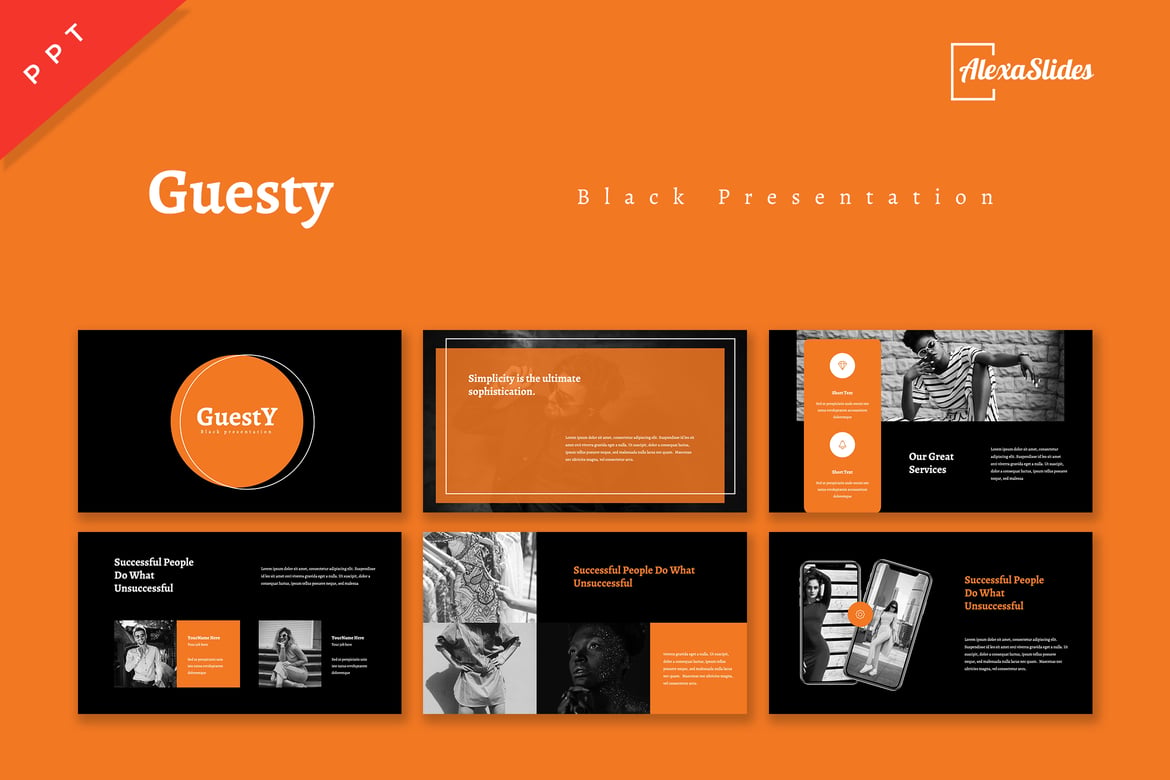 Template Powerpoint Hitam Guesty - Kreatif dan Fleksibel untuk Presentasi Anda