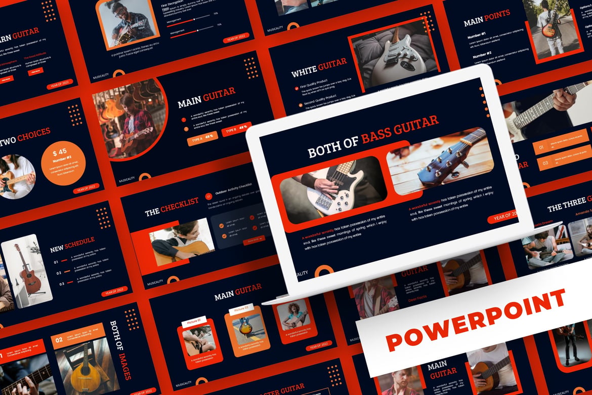 Template Powerpoint Guitar Jammin - Kreasi Presentasi yang Menarik