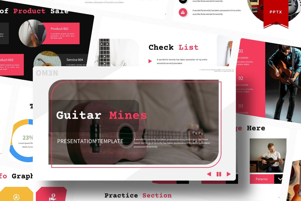 Template Presentasi Powerpoint Guitar Mines yang Menarik dan Profesional