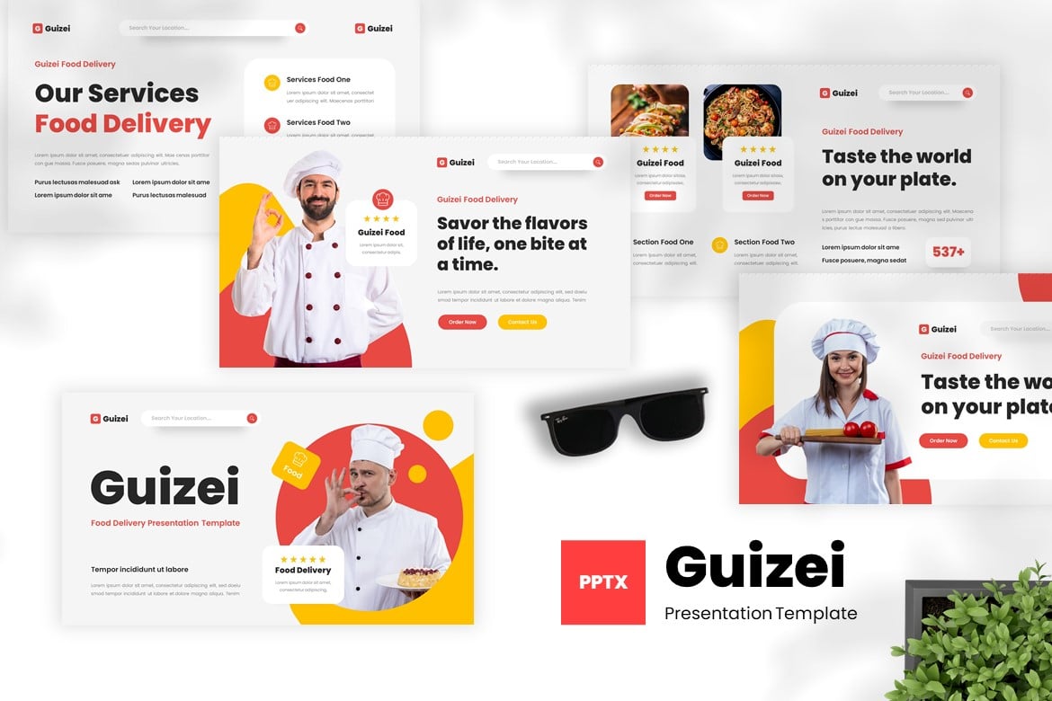 Guizei - Template Powerpoint Pengantaran Makanan yang Modern dan Kreatif