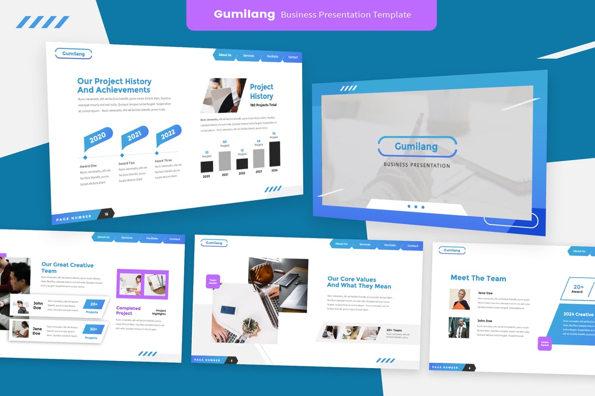 Template Powerpoint Bisnis Gumilang yang Elegan dan Kreatif