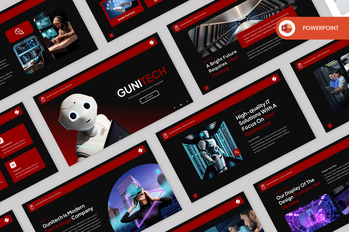 Gunitech - Template Presentasi PowerPoint Teknologi yang Menarik