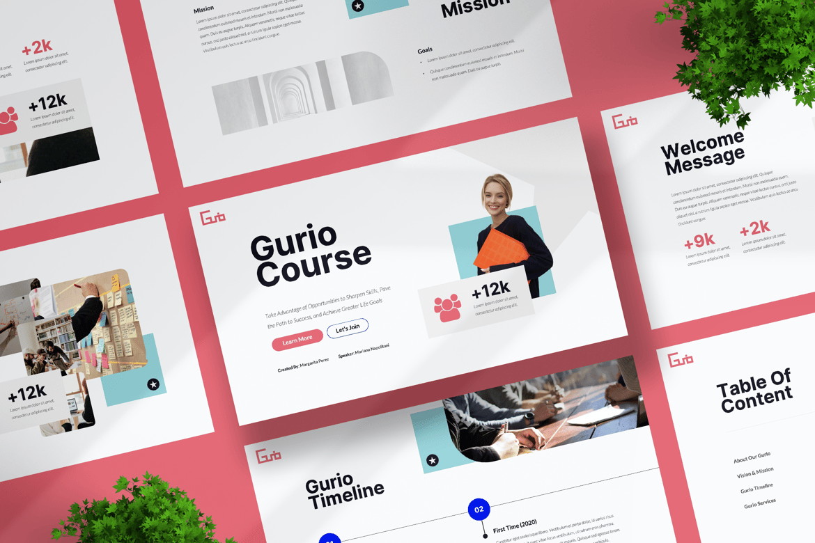 Template Presentasi PowerPoint Gurio yang Modern dan Profesional