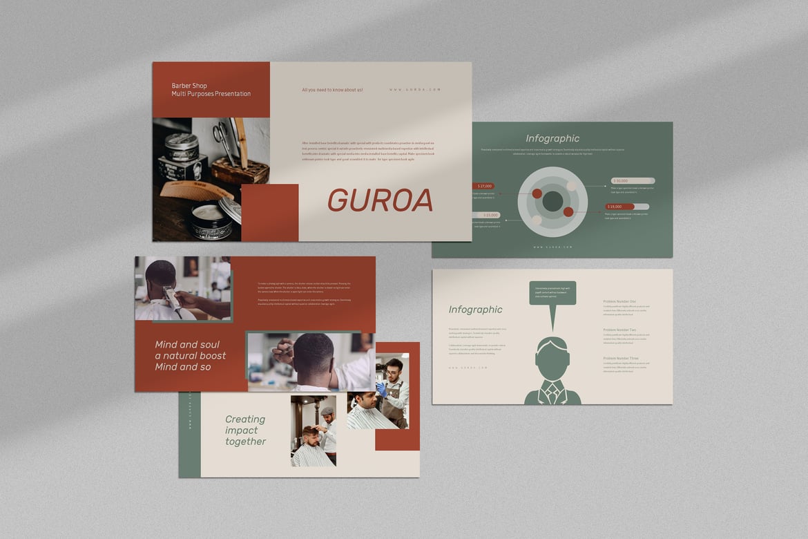 Guroa: Template Presentasi PowerPoint untuk Barber Shop yang Menarik