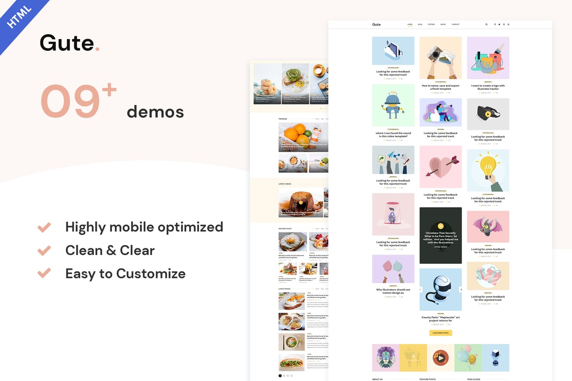 Gute | Template Website Blog Minimalis HTML5