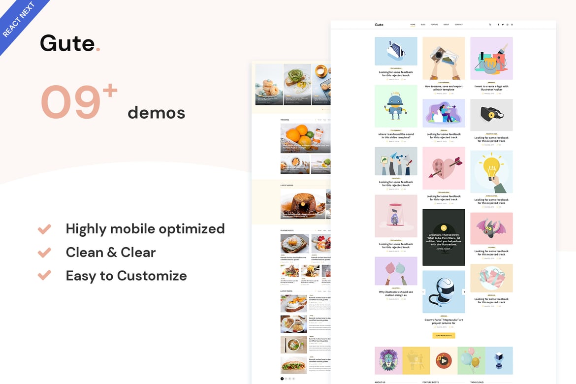 Gute - Template Website Blog Minimalis dengan React Next