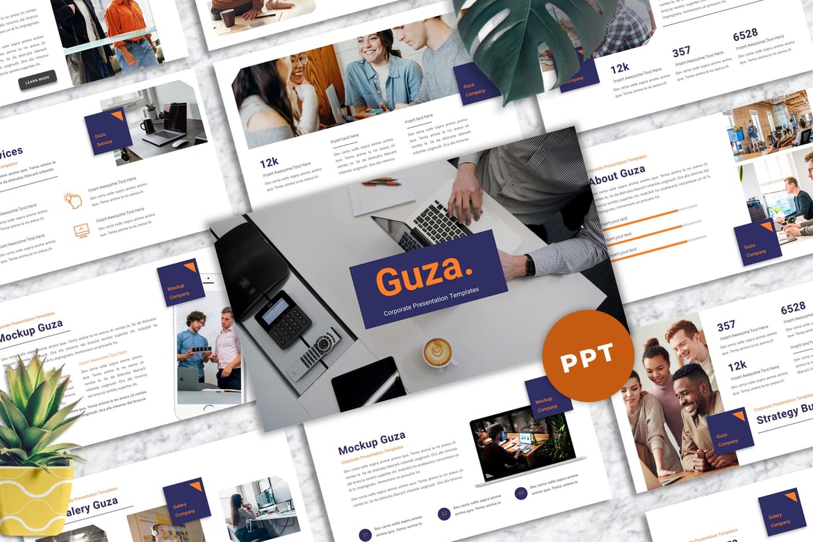 Guza - Template PowerPoint Korporat yang Menarik