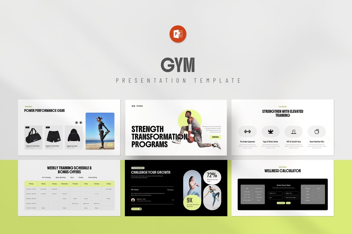 Template Presentasi PowerPoint Gym & Fitness yang Menarik