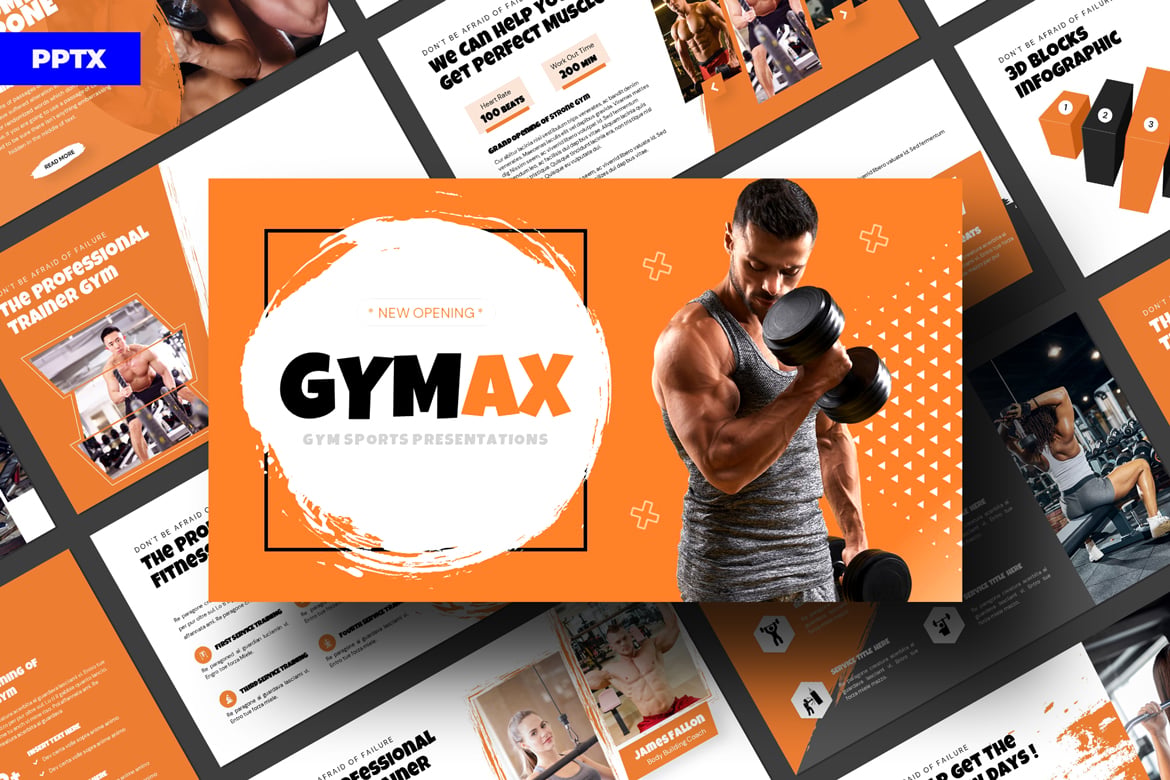 Template PowerPoint Gym & Fitness yang Menarik dan Profesional
