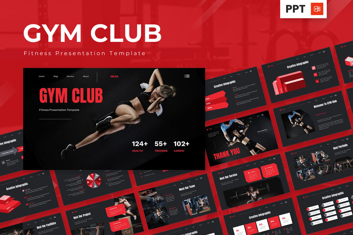 Template PowerPoint GYM Club - Solusi Presentasi Fitness Terbaik
