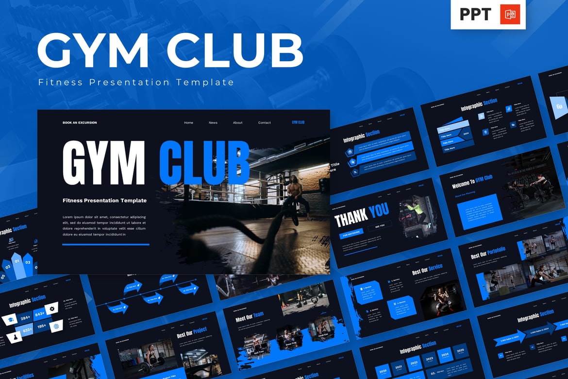 Template Powerpoint GYM Club - Presentasi Fitness yang Menarik
