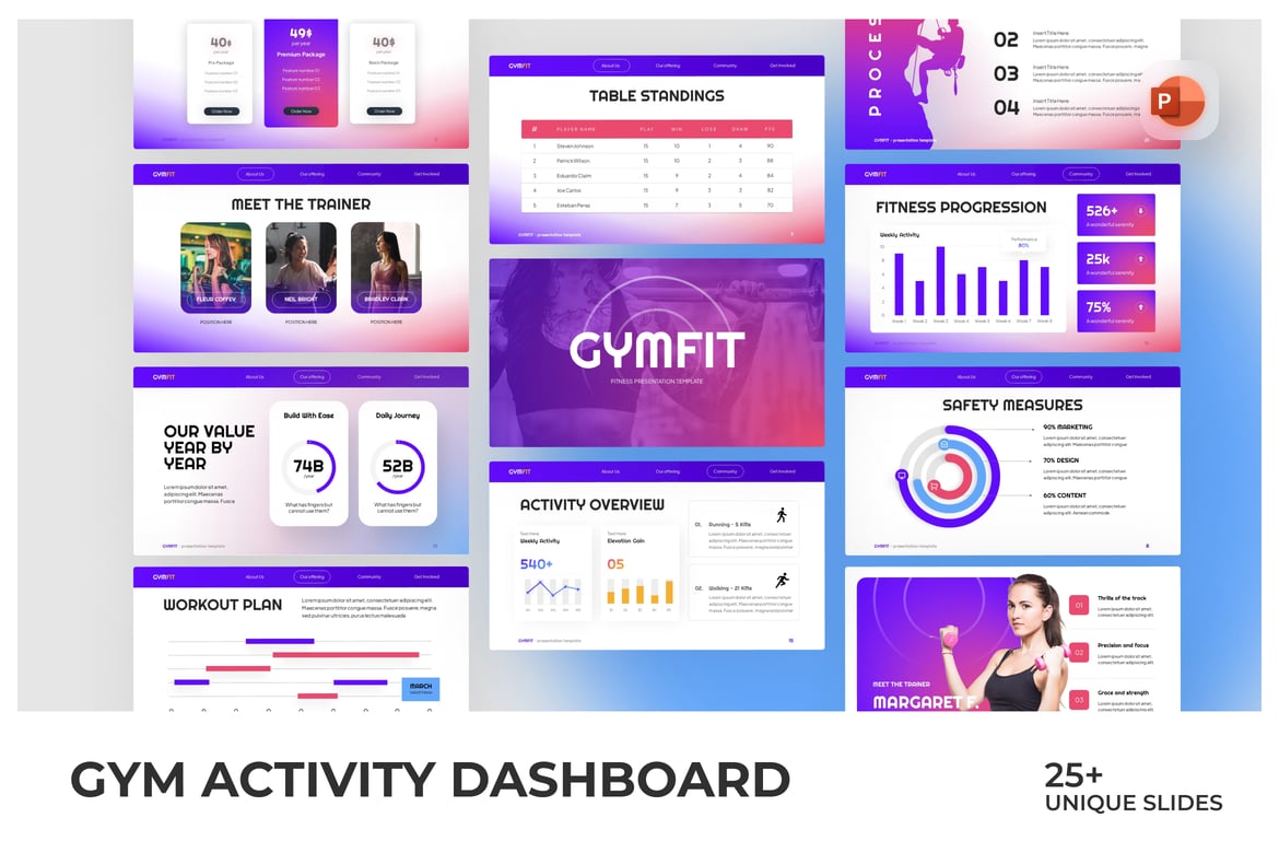 Template Presentasi PowerPoint Kebugaran yang Menarik
