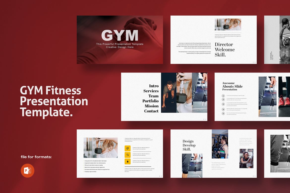 Template Presentasi PowerPoint Fitness GYM yang Profesional dan Menarik