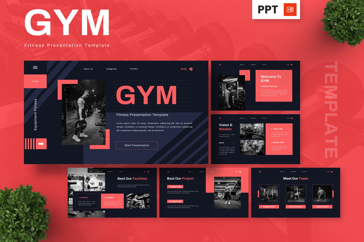 Template Presentasi Powerpoint Gym dan Kebugaran yang Menarik