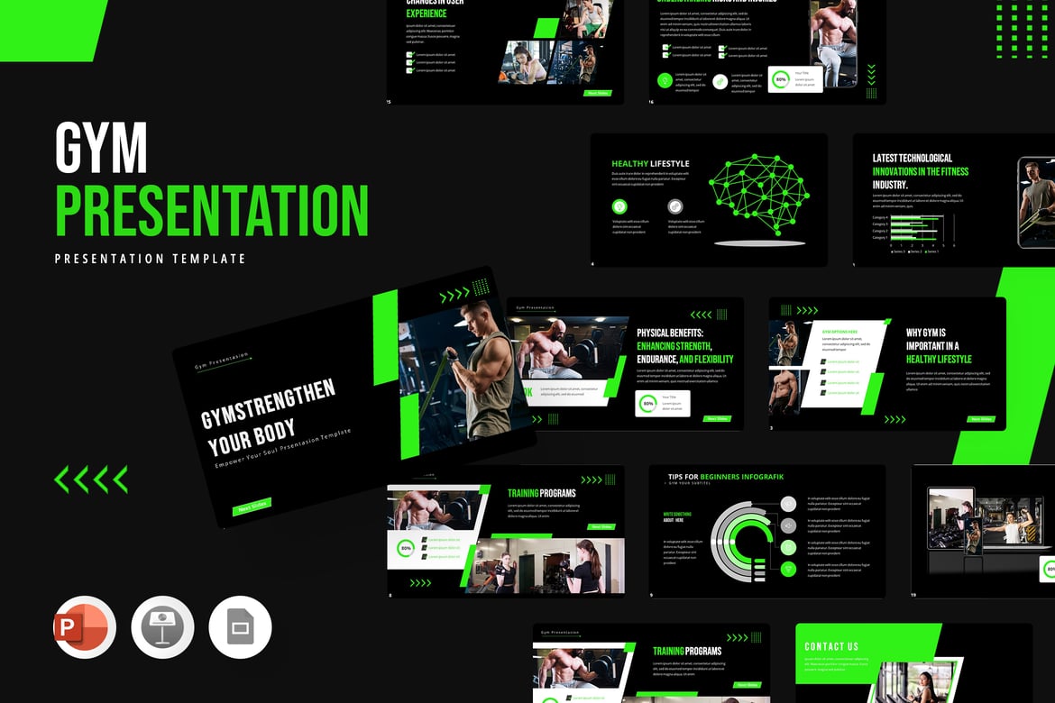Template Powerpoint Gym dan Fitness yang Menarik dan Profesional