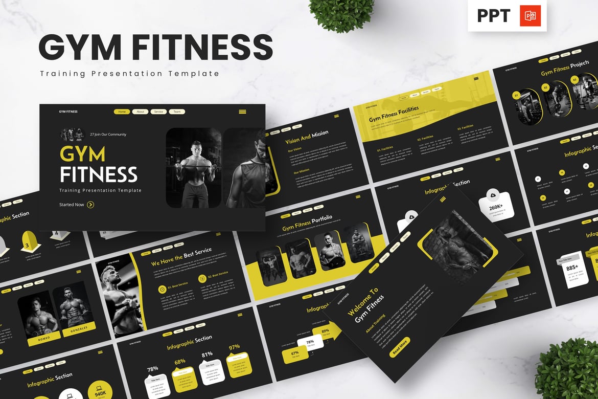 Template PowerPoint Fitness GYM - Solusi Presentasi Profesional