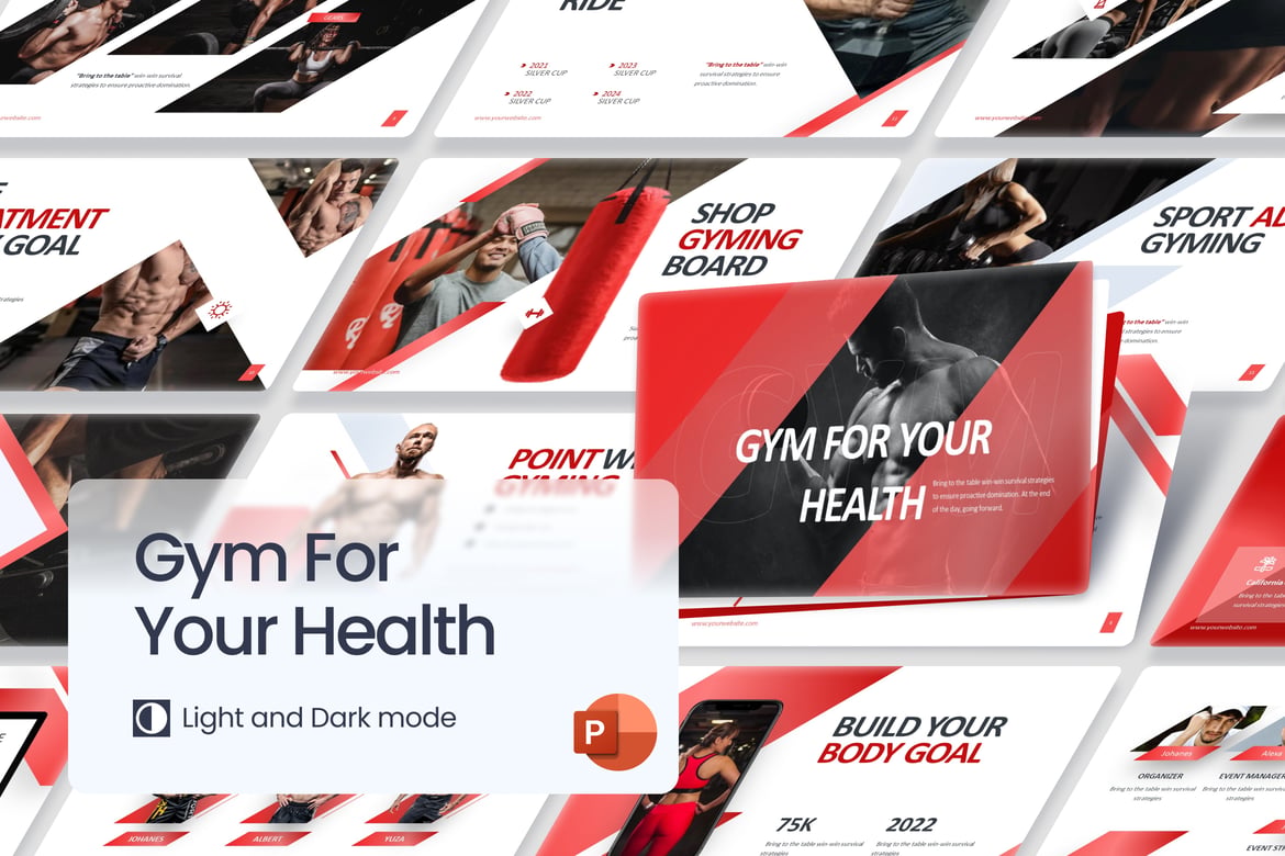 Template PowerPoint Gym untuk Kesehatan yang Modern dan Menarik