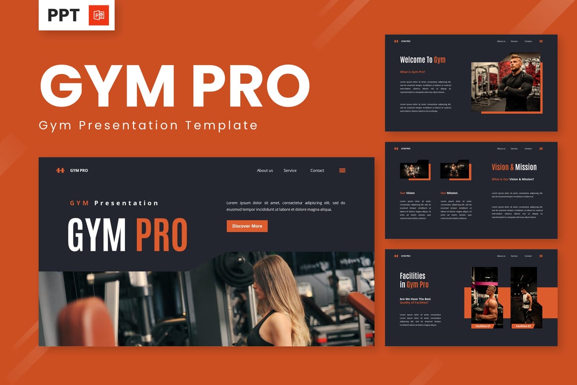 Gym Pro - Template Presentasi PowerPoint untuk Kebugaran