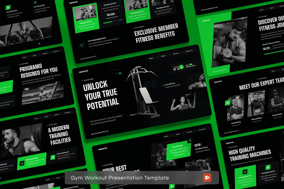 Template Presentasi PowerPoint untuk Workout Gym yang Menarik