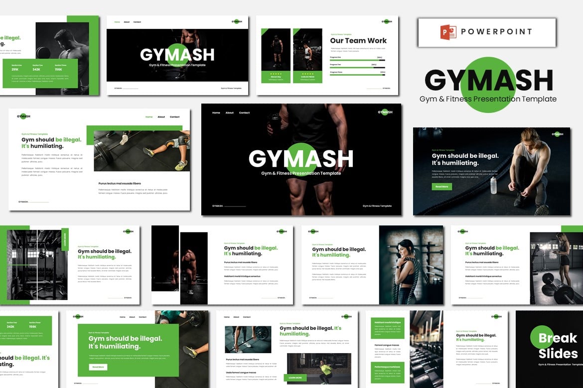GYMASH - Template Presentasi PowerPoint untuk Gym & Kebugaran yang Modern