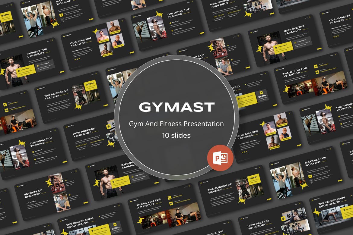 Gymast - Template PowerPoint Gym dan Kebugaran yang Menarik