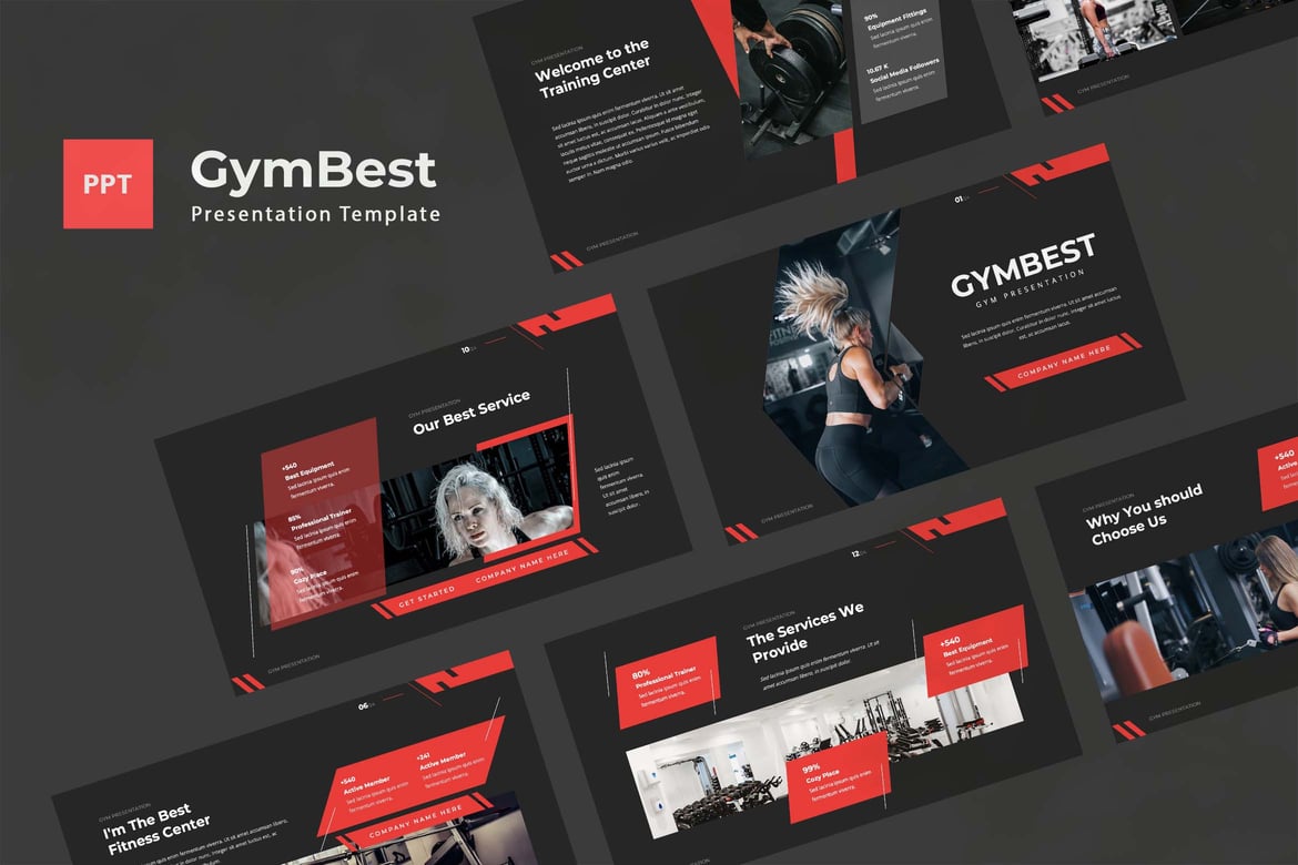 Template Presentasi Gymbest — Template PowerPoint untuk Bisnis Olahraga Anda