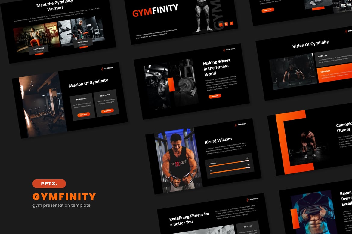 Gymfinity - Template Presentasi PowerPoint untuk Gym yang Menarik