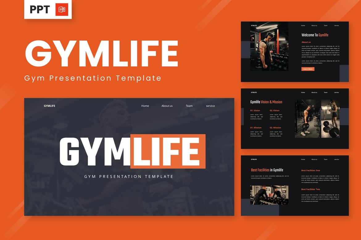 Template PowerPoint Gymlife - Solusi Presentasi untuk Kebugaran dan Olahraga