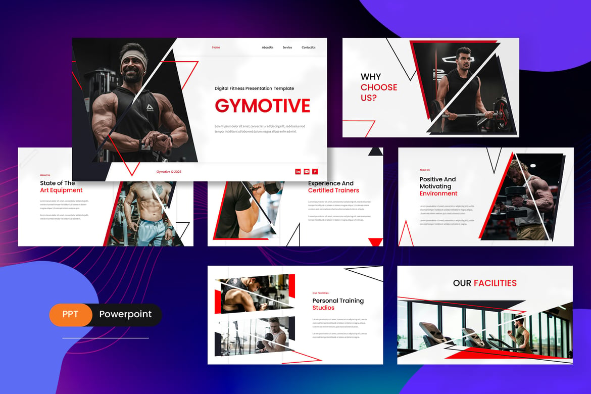 Gymotive - Template PowerPoint Fitness dan Gym yang Menarik